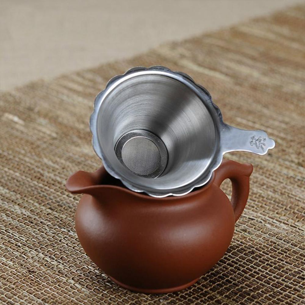 NALIANG Kungfu Funnel Stainless Steel Fine Mesh Leaf Filter Tea Strainer