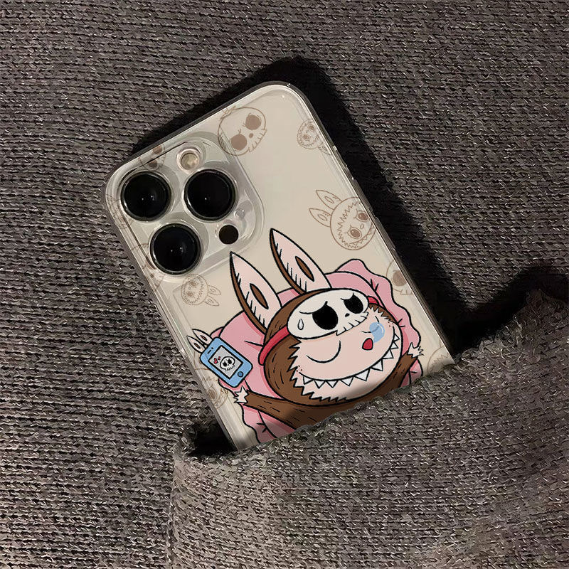Cute cartoon sleeping LABUBU Clear Space Phone Case For iPhone 11 12 13 14 15 16 Pro Max Mini X XS XR 7 8 plus SE2 SE3 Transparen labubu phone case. 