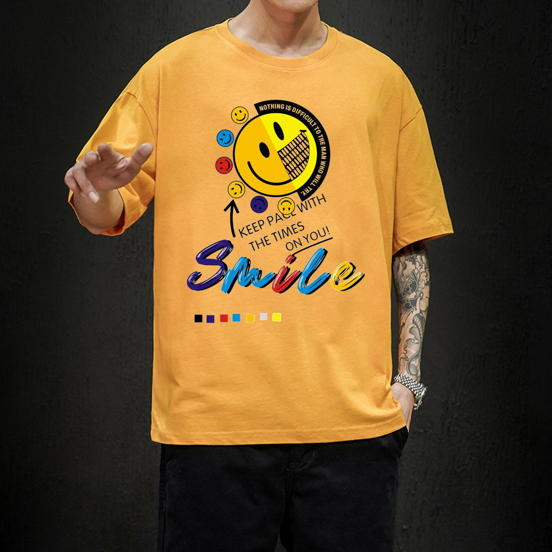 [mẫu mới] áo thun COTTON xịn phông rộng tay lỡ smile ngầu áo thun unisex đẹp