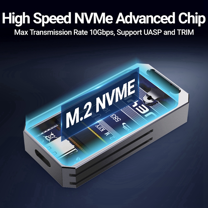 2230 NVMe SSD Enclosure, PCIe USB3.2 10Gbps Aluminum M.2 Case Portable External Solid State Disk Box