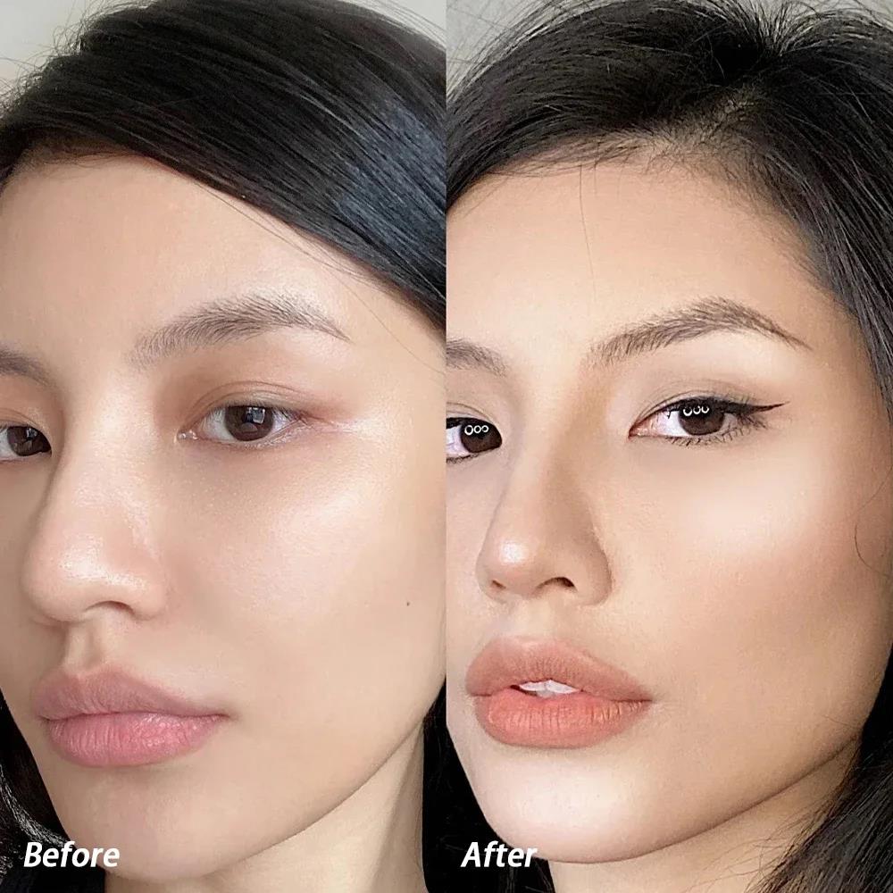 Matte Contouring Bronzer Stick 2 in 1 Highlighter Grey Brown Nose Shadow Cream Double-ended Brighten Highlighter Makeup Cosmetic. 