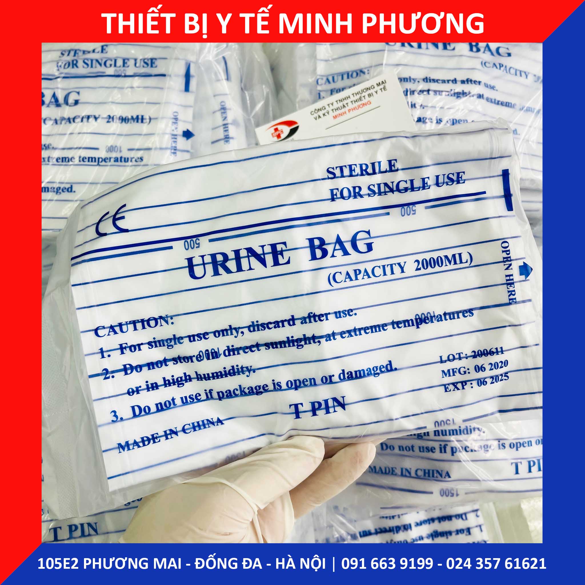 [Bán lẻ] Túi đựng nước tiểu van ngang y tế