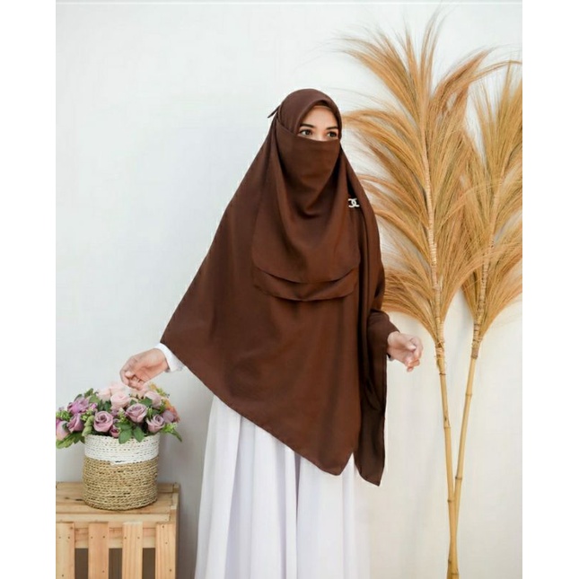 Hijab segi empat jumbo 150cm x 150cm plus cadar jilbab syar'i syari