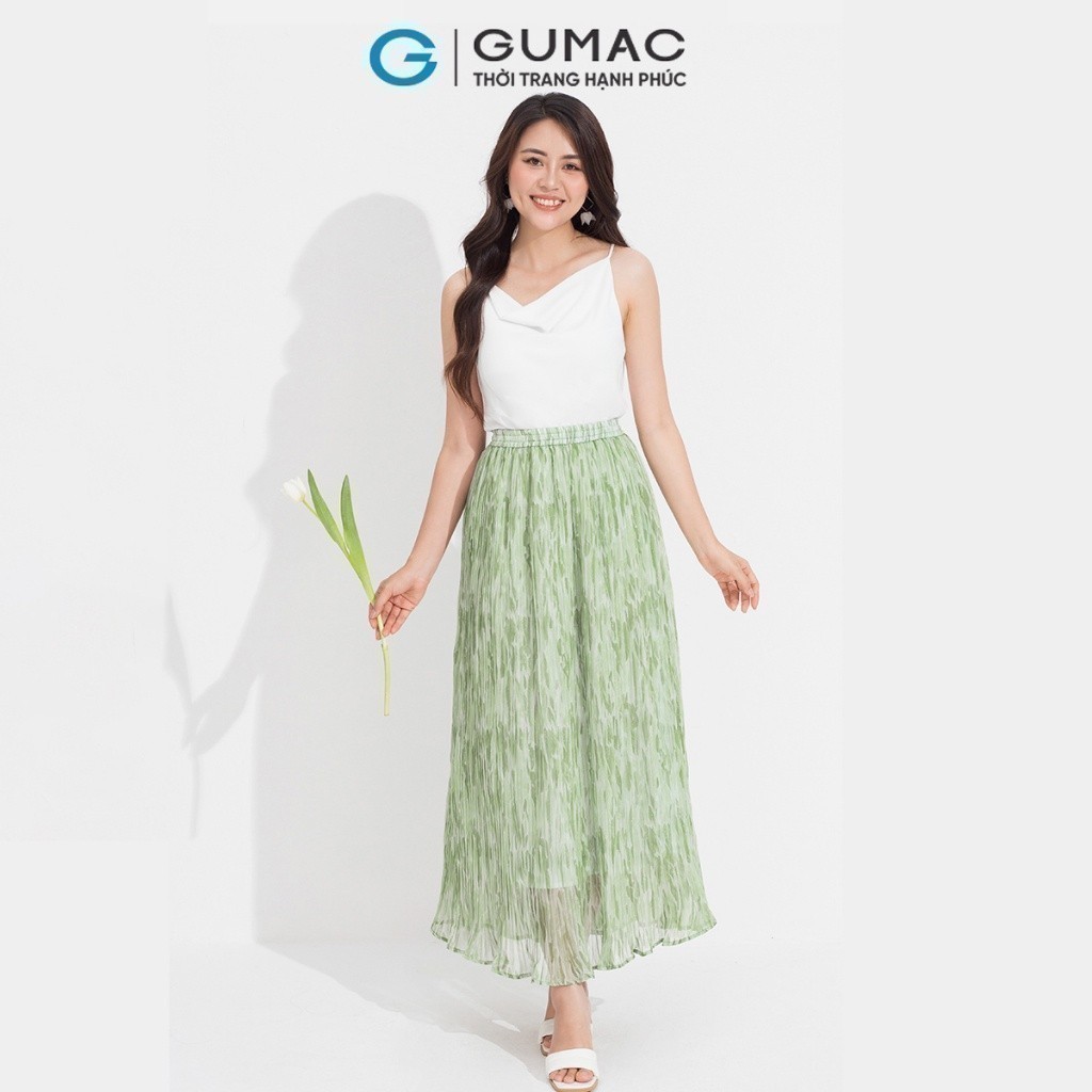[15 - 17.6 |Voucher 8-10%] Chân váy tơ dập ly GUMAC VD05025