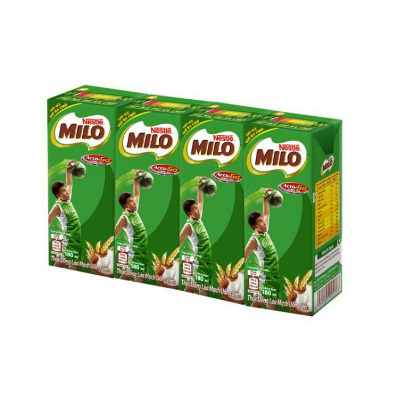 Lốc 4 Hộp Sữa Milo Lúa Mạch 180ml Date mới