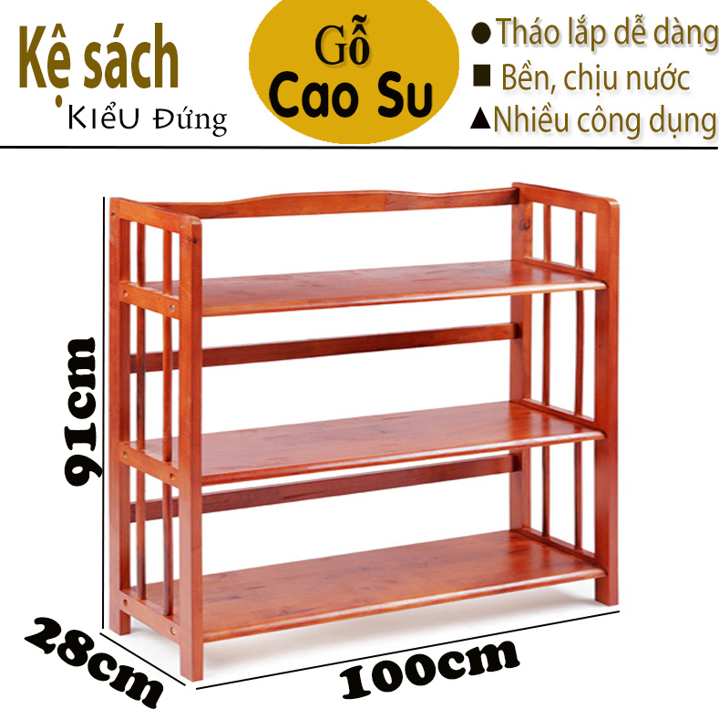 [HCM]Kệ sách 3 tầng rộng 100cm bằng gỗ (Cánh gián)