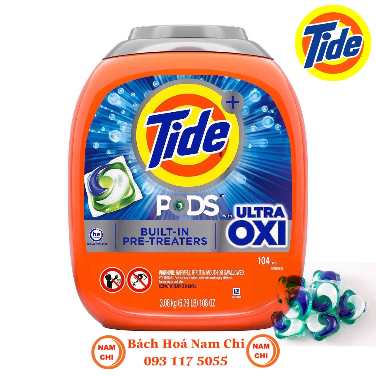 Viên Giặt Tide Pods Ultra Oxi 104v Siêu Sạch Đánh Bật Mọi Vết Bẩn