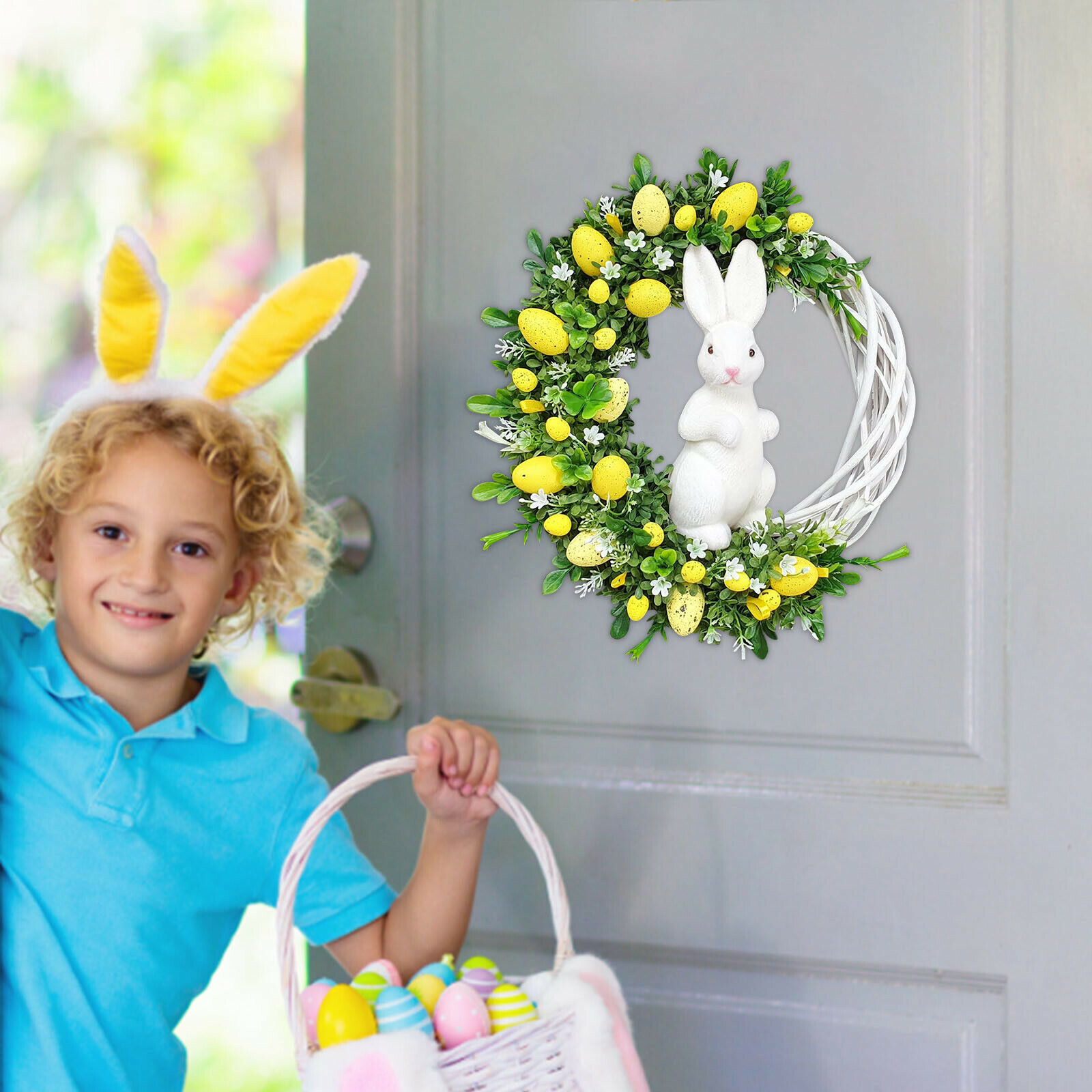 Easter Bunny Garland Home Wreath Decoration Easter Decor Props