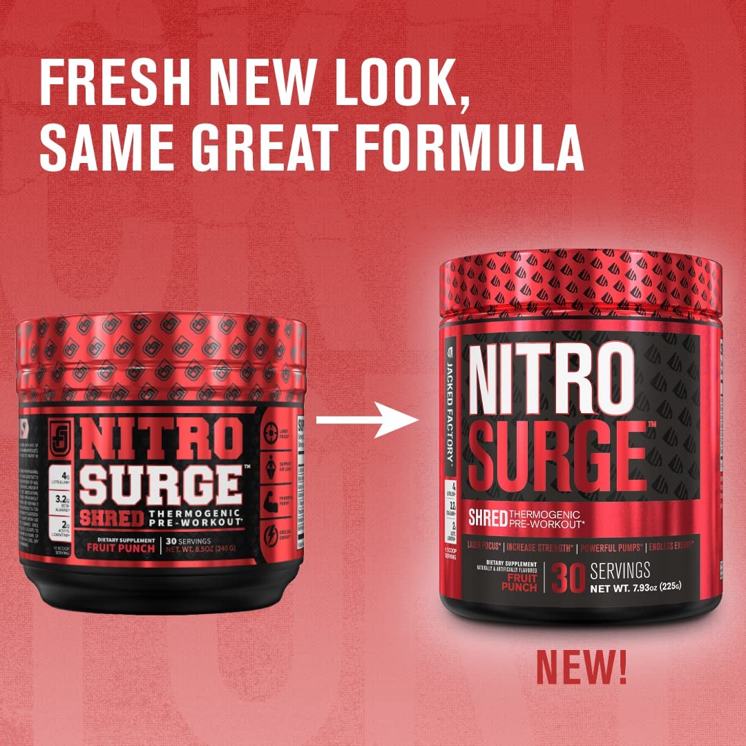 Jacked Factory, Nitrosurge Shred, Pre workout supplement, Weight loss,  Monster energy, 30 servings | Lazada Singapore