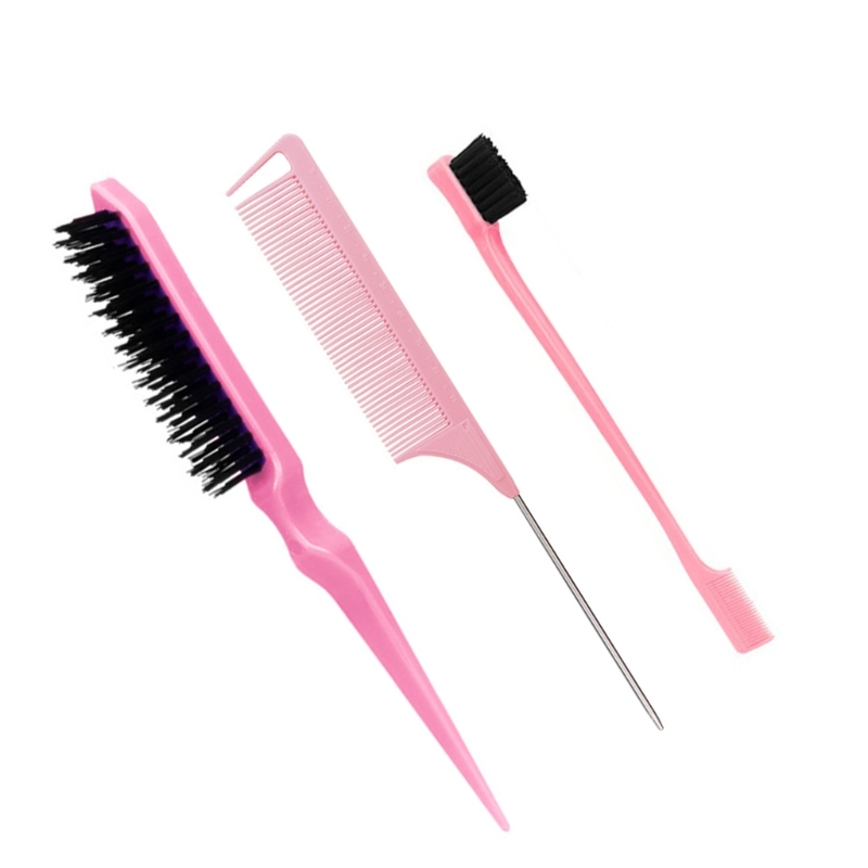 【Innovative】 3pcs Slick Back Hair Brush Set With 1 Pcs Bristle Hair Brush 1 Pcs Brush.