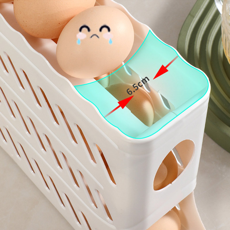 Houseeker Refrigerator Egg Storage Box Automatic Scrolling Egg Holder Rack Kitchen Dedicated Roll Off Egg Organizer Shelf