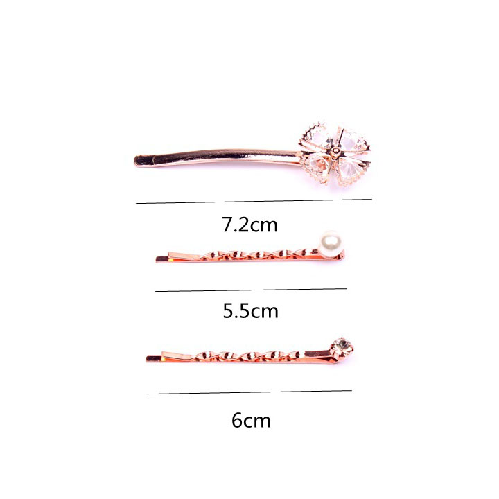 Vỉ 3 kẹp tóc nữ đính đá nhiều mẫu lấp lánh