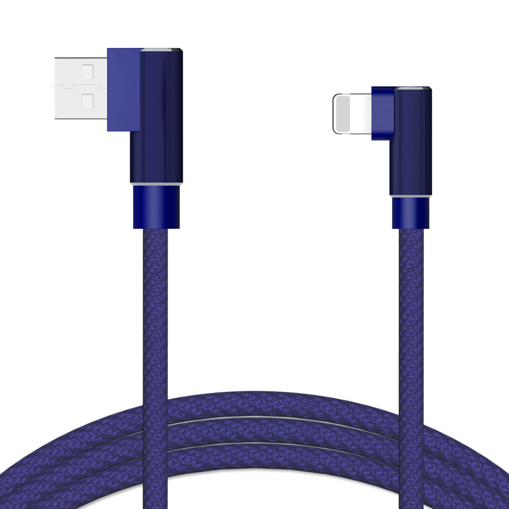 Double Elbow USB Cable 2A Sync Data Nylon Woven TPE High Speed Charging Cable for Android/IOS/Type-C