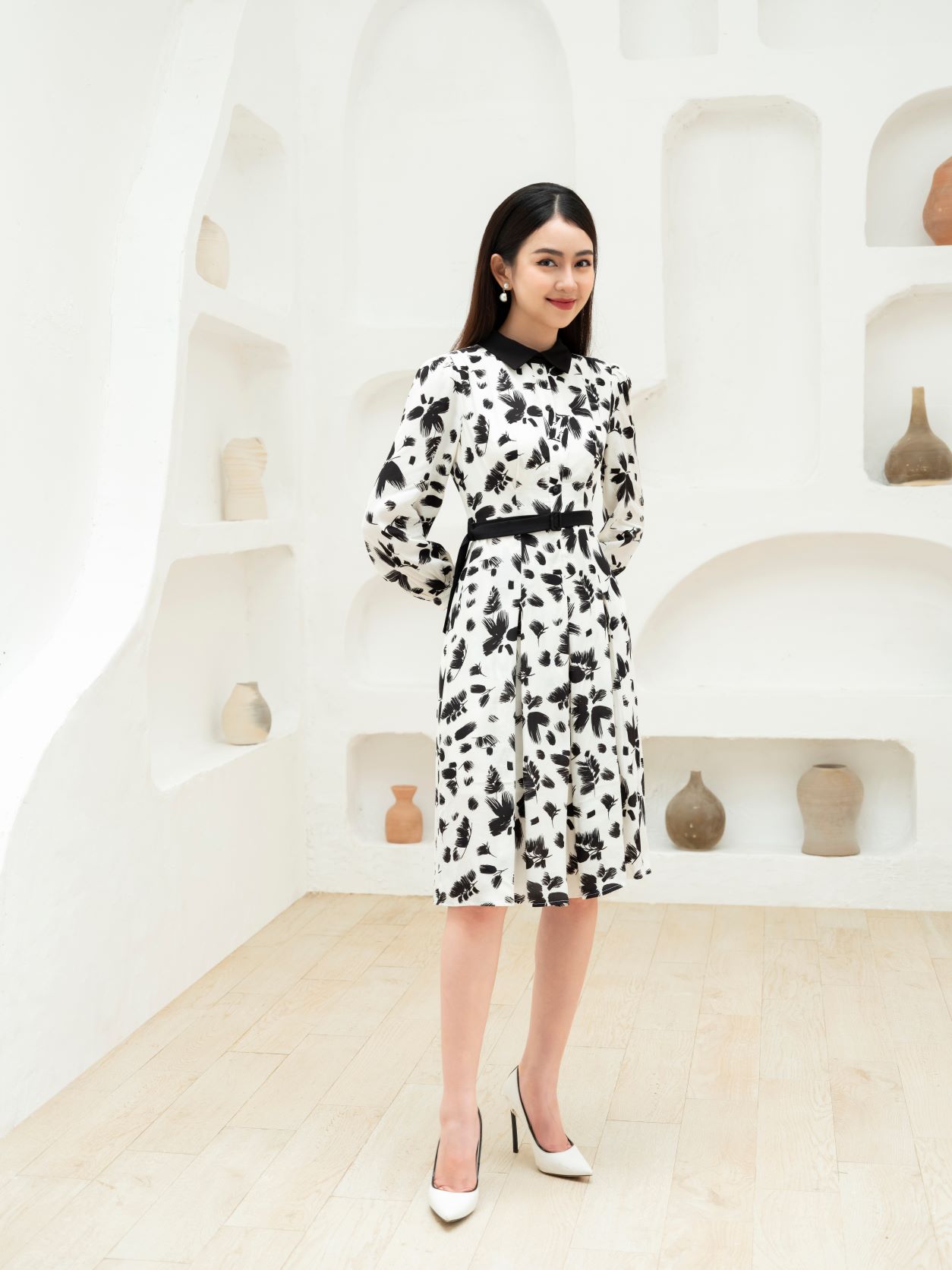 De Leah - Đầm A Xếp Li Cổ Đức - Thời Trang Thiết Kế