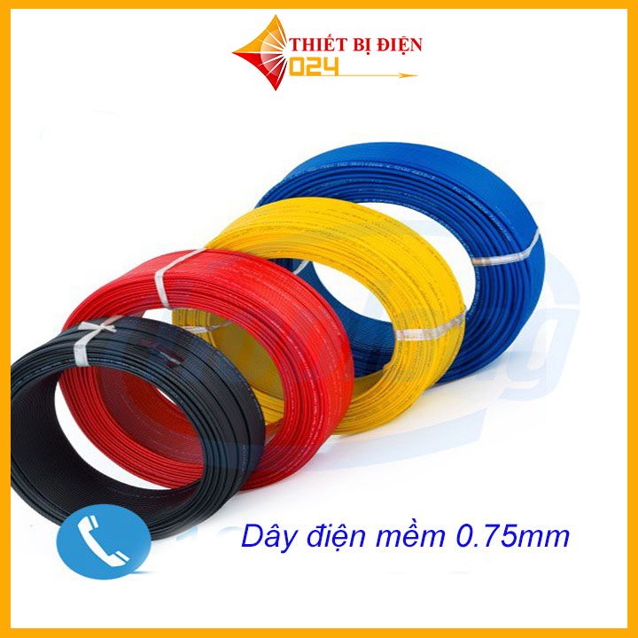 Cuộn 10m dây điện đơn mềm 0.75 mm dài chịu tải tốt