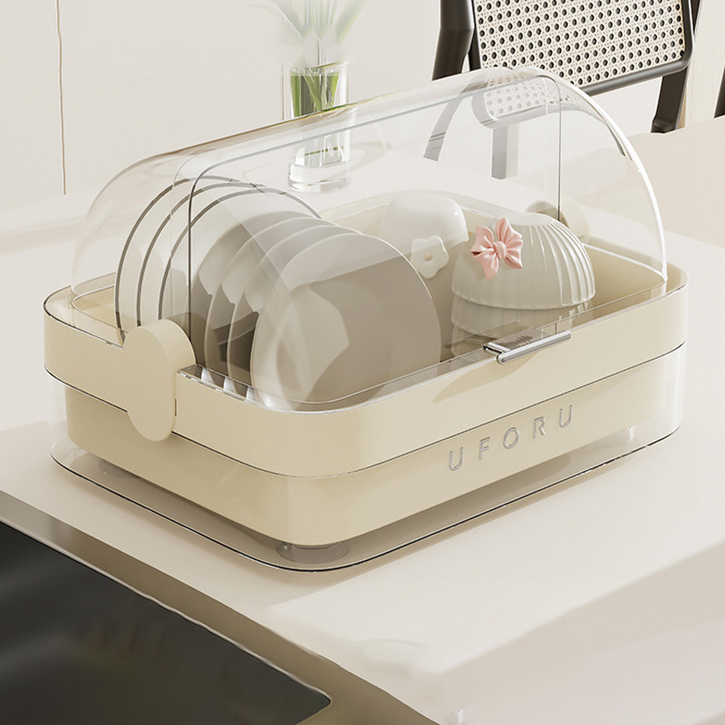 cupboard Household multifunctional drainage bowl rack kitchen dishes tableware storage rack with lid dustproof plastic drainage rack large capacity