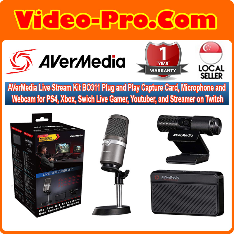 Avermedia Live Stream Kit Bo311 Plug And Play Capture Card Microphone And Webcam For Ps4 Xbox Swi Tch Live Gamer Youtuber And Streamer On Twitch Lazada Singapore