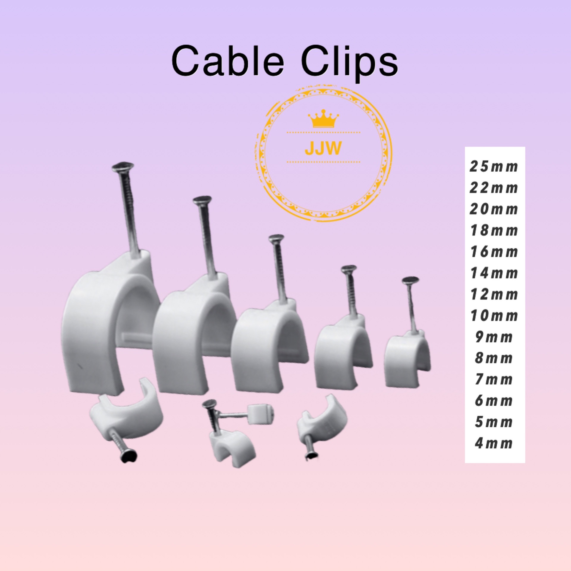 【Ready Stock】4MM 25MM CABLE CLIP (100pcs) / WALL INSERT ELECTRIC WIRE