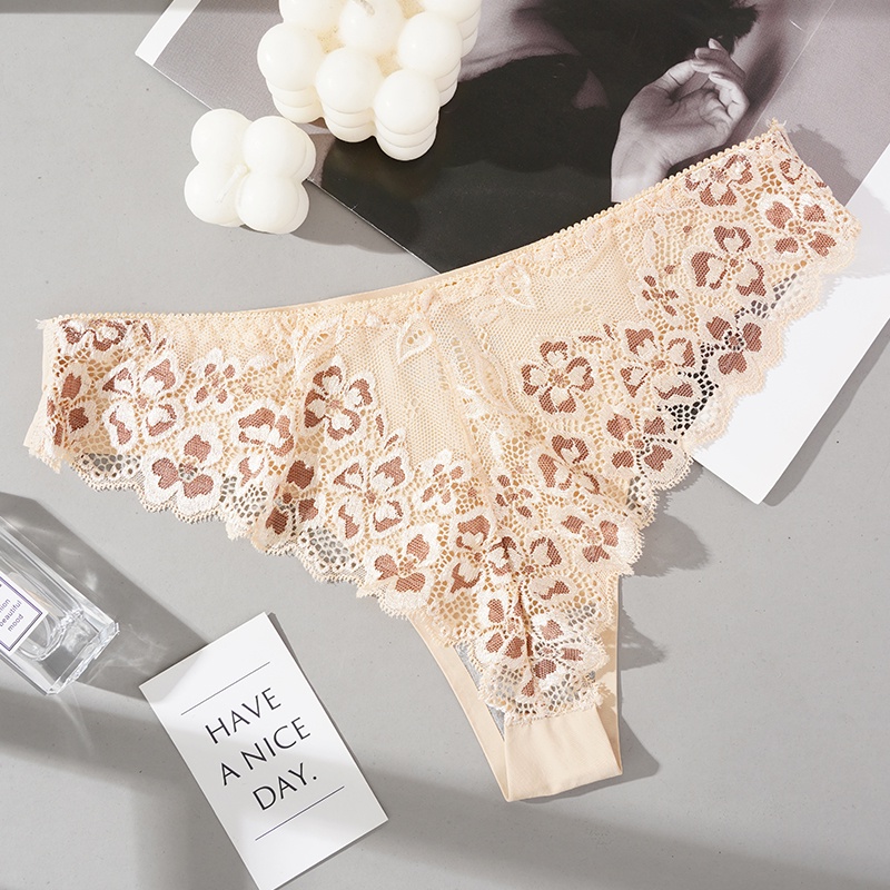 Eles quần lót ren liền mạch cho nữ nữ ice silk quần lót ren nữ màu trơn quần lót ren