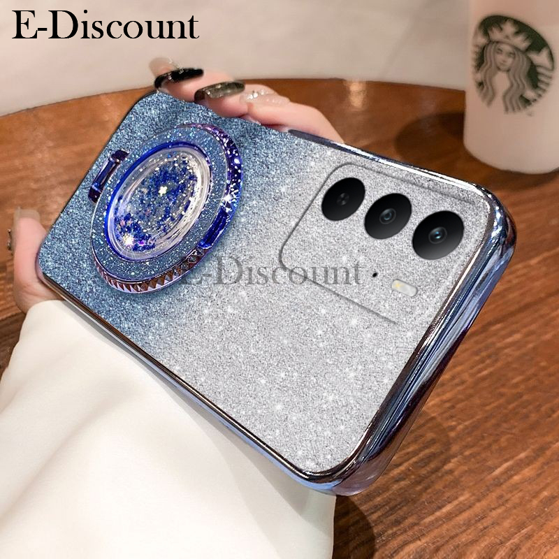 New Phone case Realme C75 C67 C65 Back cover with Liquid Glitter Quicksand hourglass Stand Holder Luxury Shiny Gradient Plating Girls Slim For Realme C75 C67 C65 case