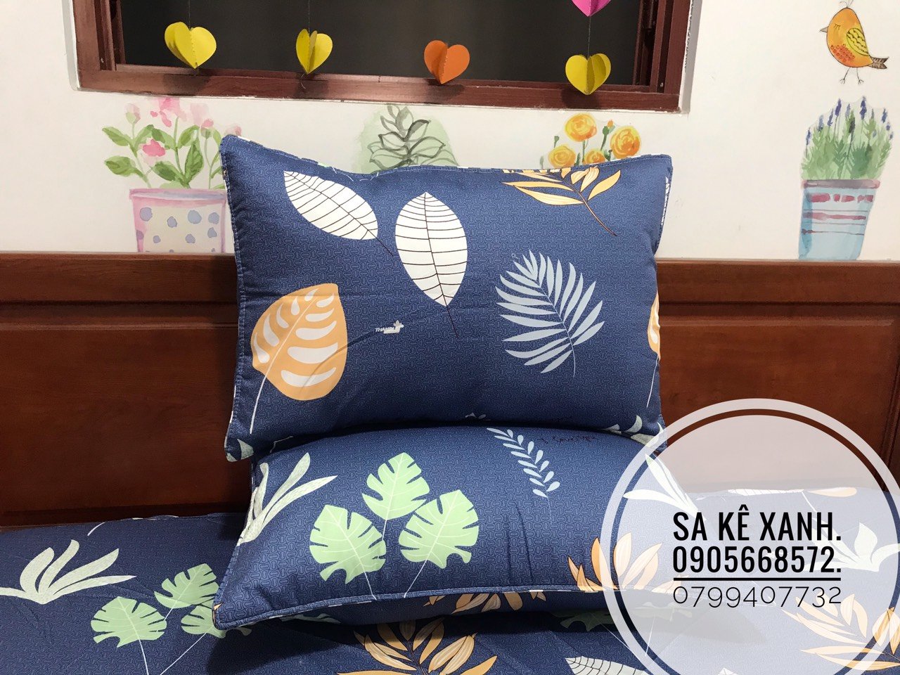 Ga Gối 100% coton 4 món không kèm chăn rất đẹp.
