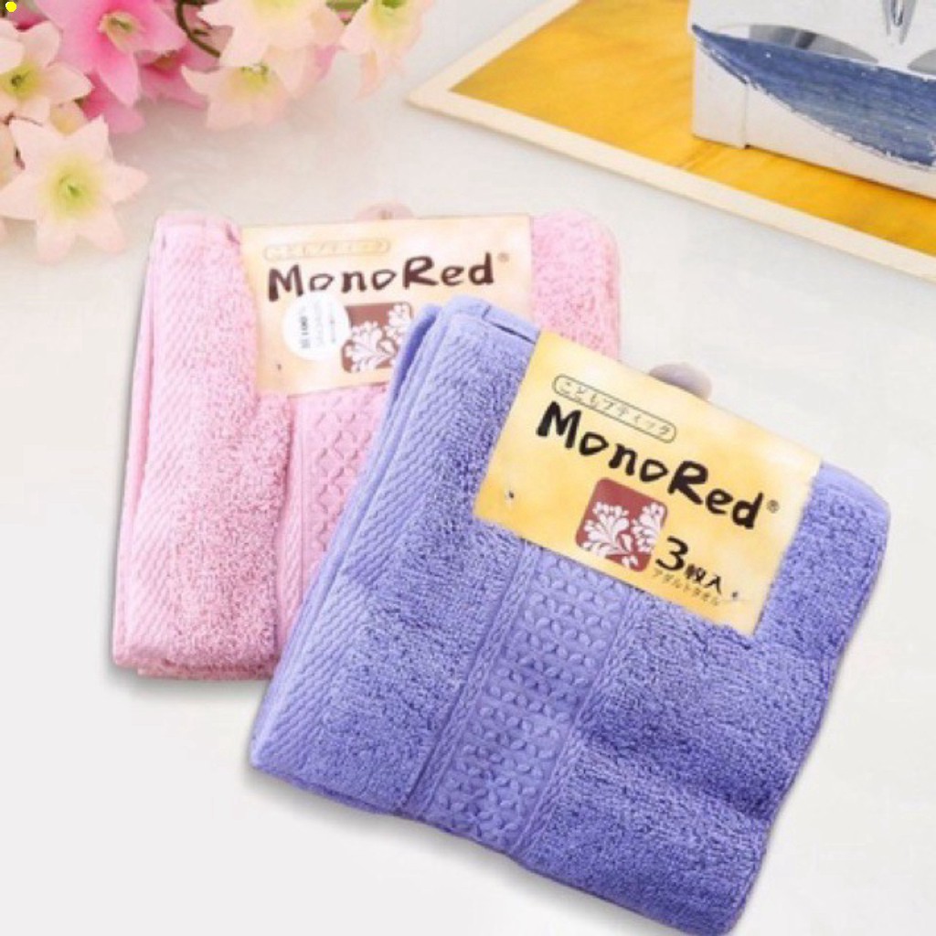 [Shopsi] Sét 3 khăn mặt Monored, SET 3 Khăn Mặt Nhật MonoRed Cao Cấp