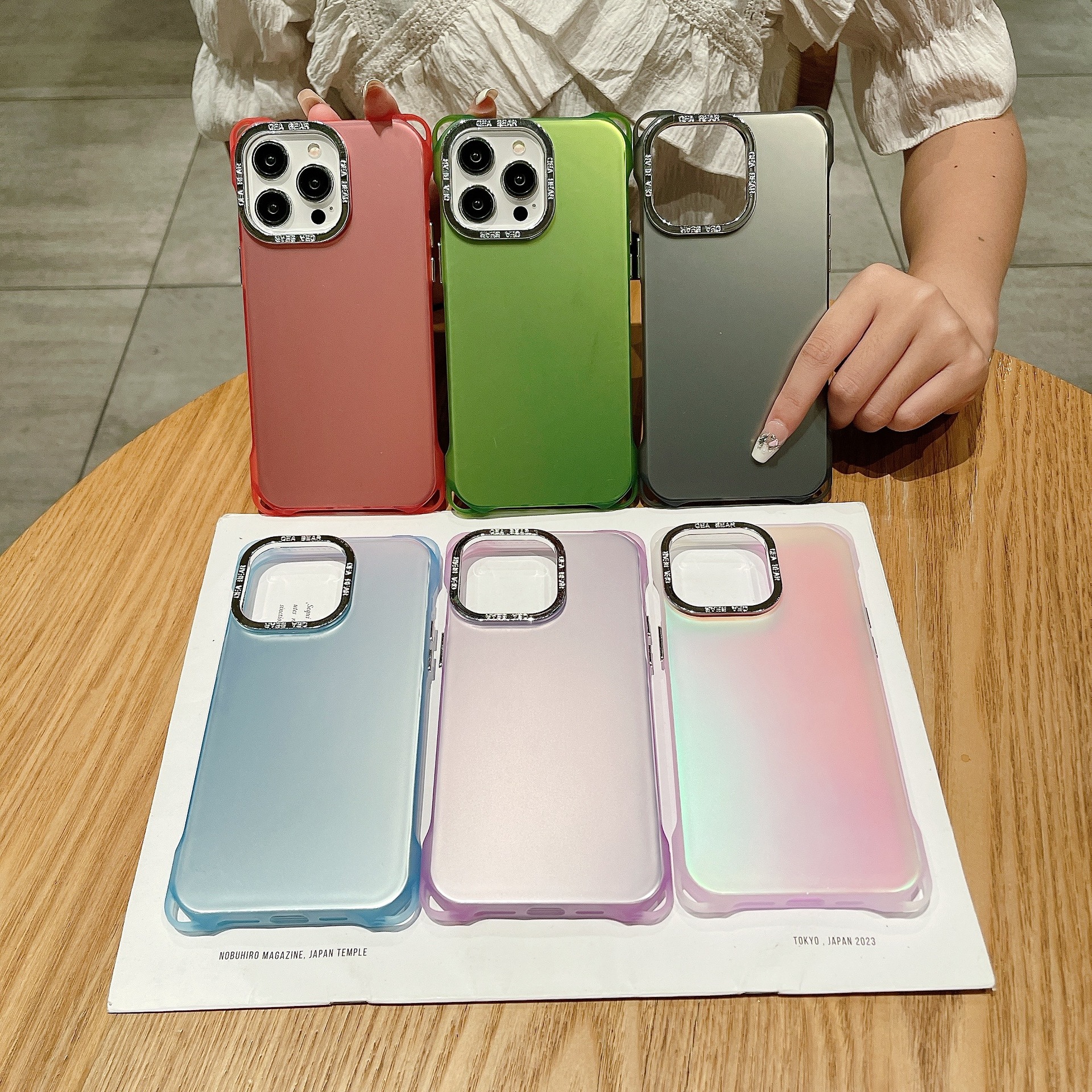 Kisscase four corner anti drop phone case for iphone 15 pro max 15plus case imd electroplated lens circle shockproof cover for iphone 14 13 12 11 pro max slim laser shell