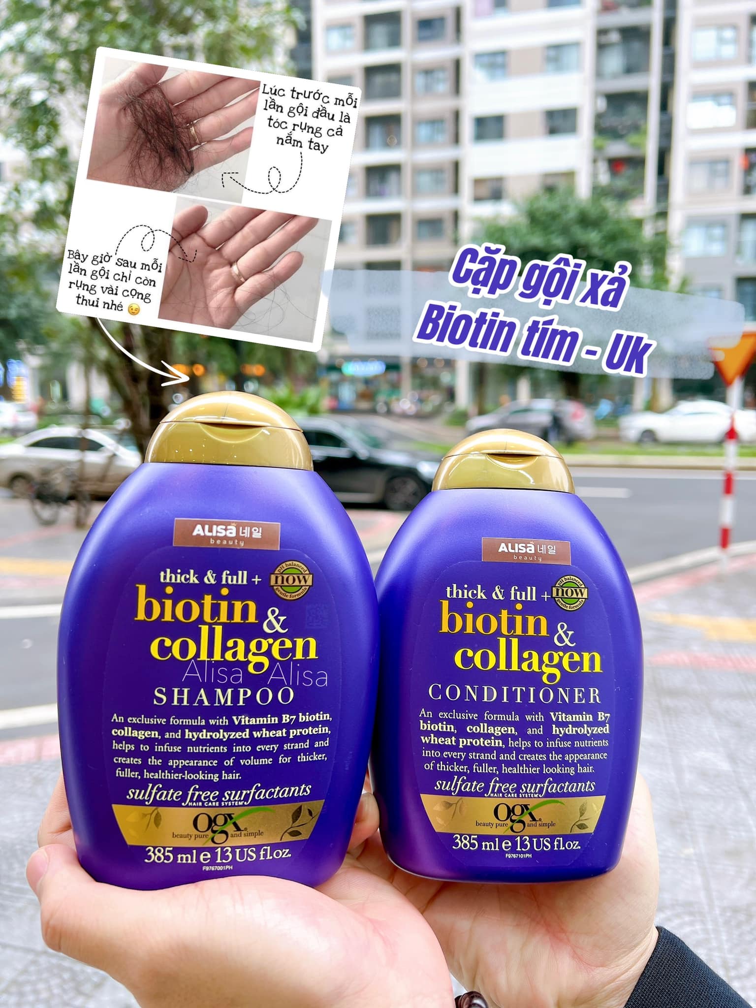 Set dầu gội Biotin tím của Uk 385ml - ALISA