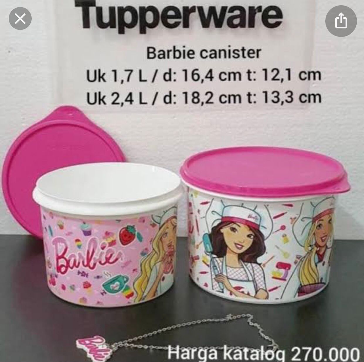 Barbie Canister Toples Makanan Cantik Limited Edition ( 2 bh) | Lazada ...