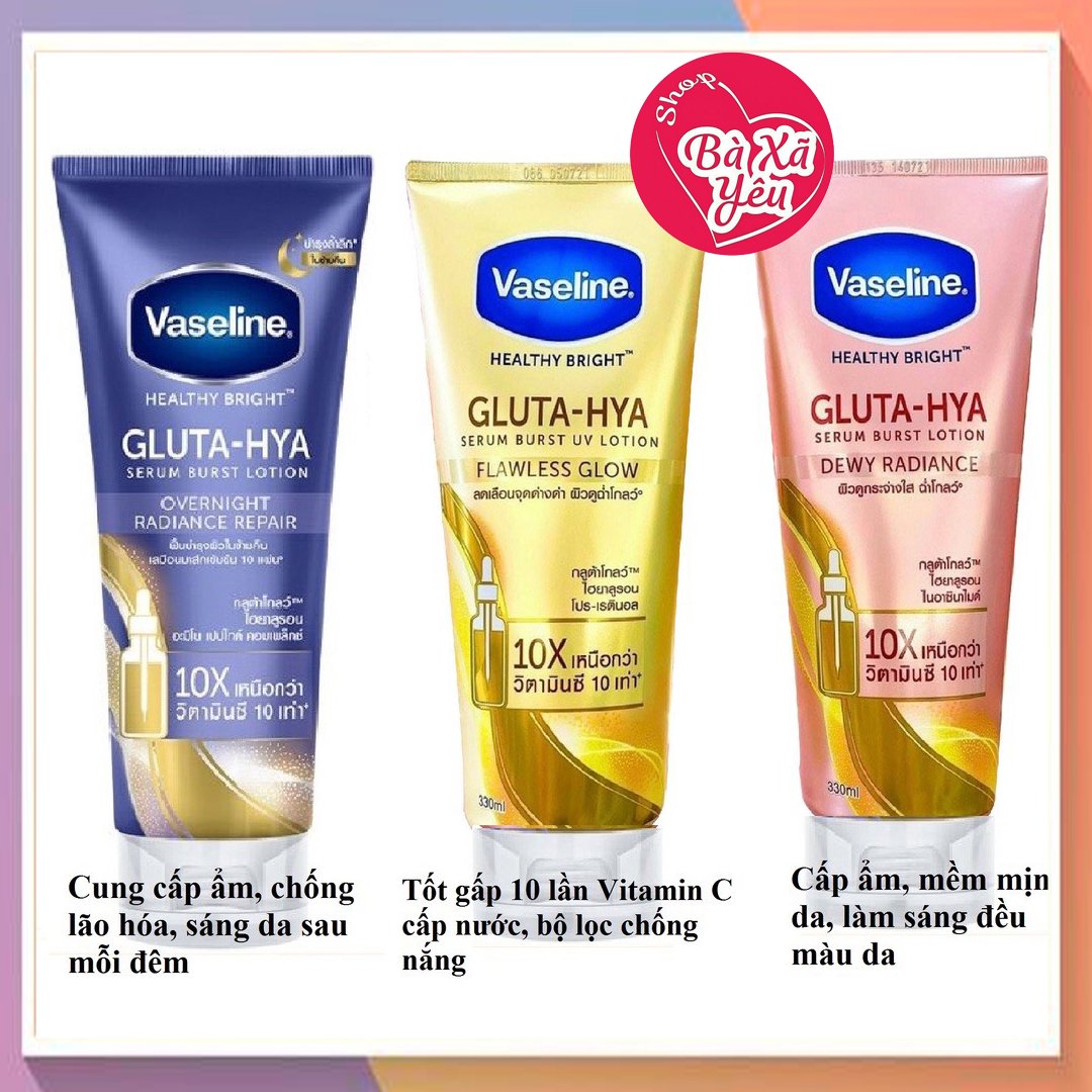 Combo 3 Chai Sữa dưỡng thể Vaseline Thái Lan _ Xanh Hồng Vàng
