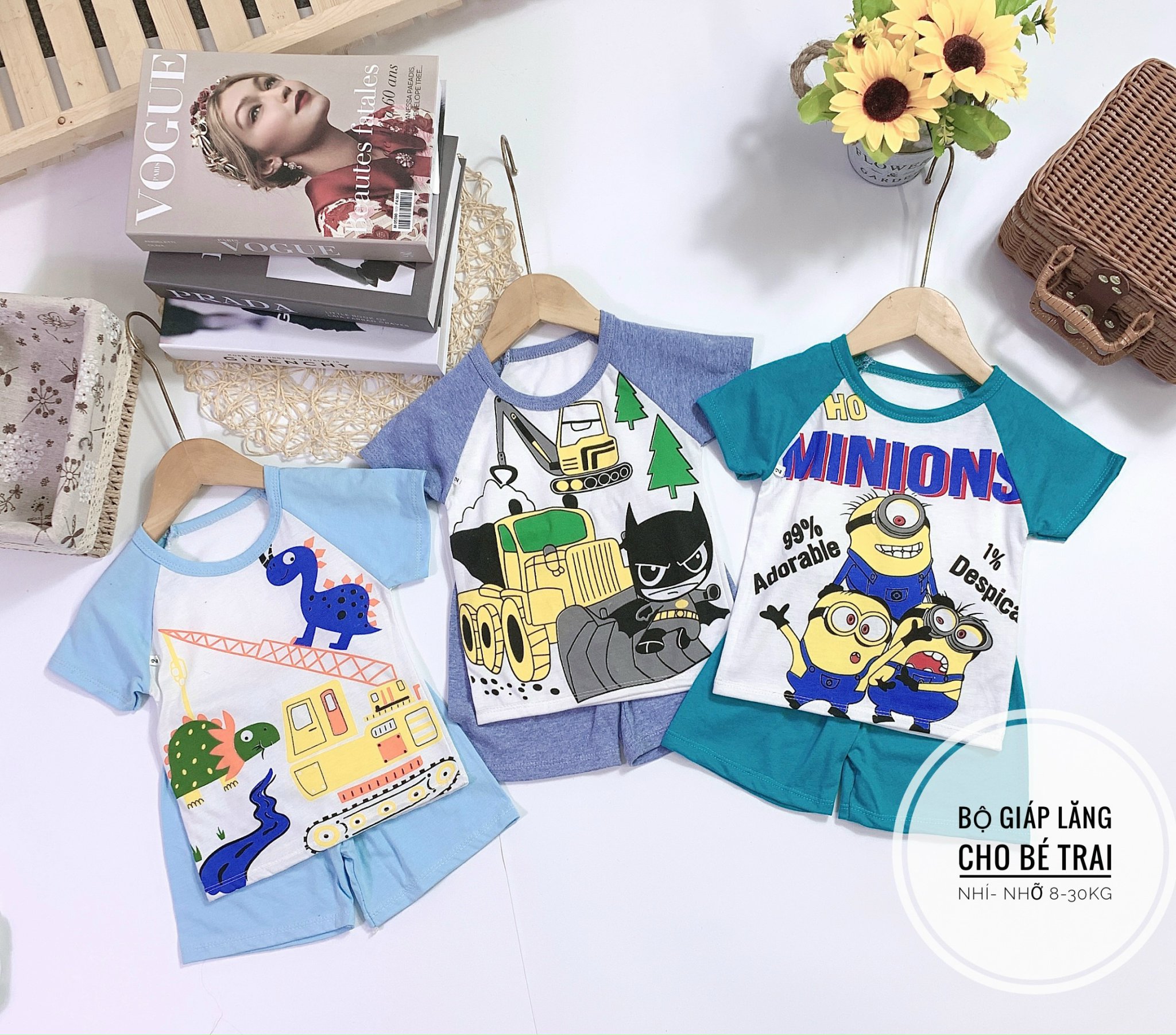 Combo 10 Bộ thun COTTON bé trai 5 đến 30kg