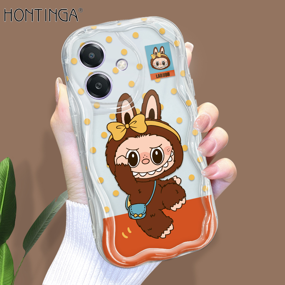 Hontinga for OPPO A3x Back Cover Cute Labubu Phone Case Texture Wavy Edge Soft Mobile Cover. 
