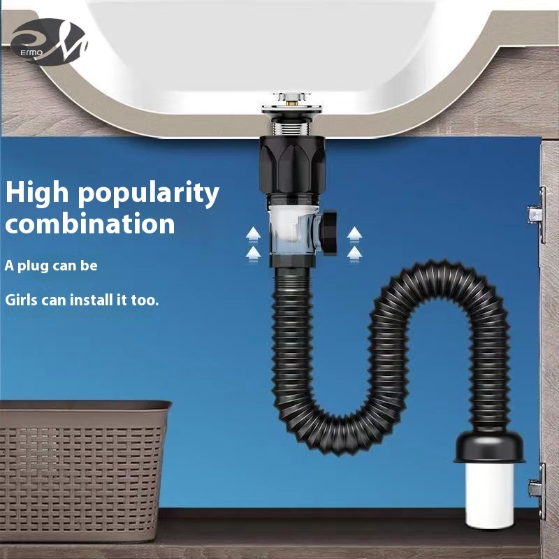 Horizontal and vertical universal washbasin sewer pipe surface, basin drainer, anti-odor drainage pipe, countertop, hand pool, leaking plug accessories