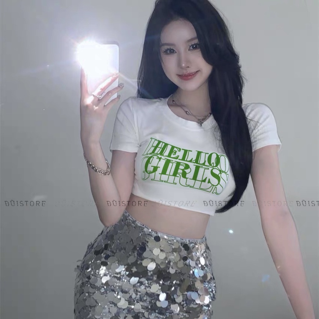 [FREESHIP + VOUCHER] Áo thun croptop HELLO GIRLS