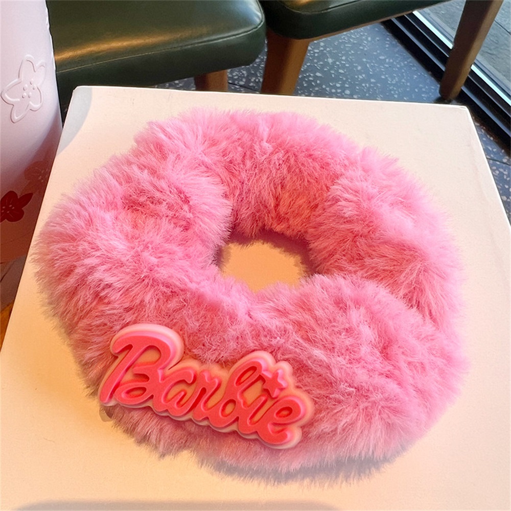 Large Textured Plush Large Intestine Hair Tie Bow Princess Hair Rope Barbie Headwear