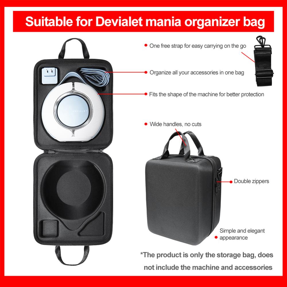 Portable Storage Bag EVA Carrying Bag Case Protective Shockproof with Shoulder Strap for Devialet Mania Outdoor Speaker