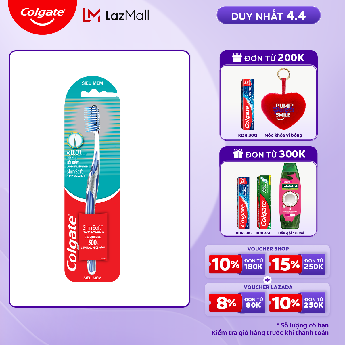 Bàn chải Colgate Slimsoft Advanced ngăn chảy máu nướu siêu mềm mảnh