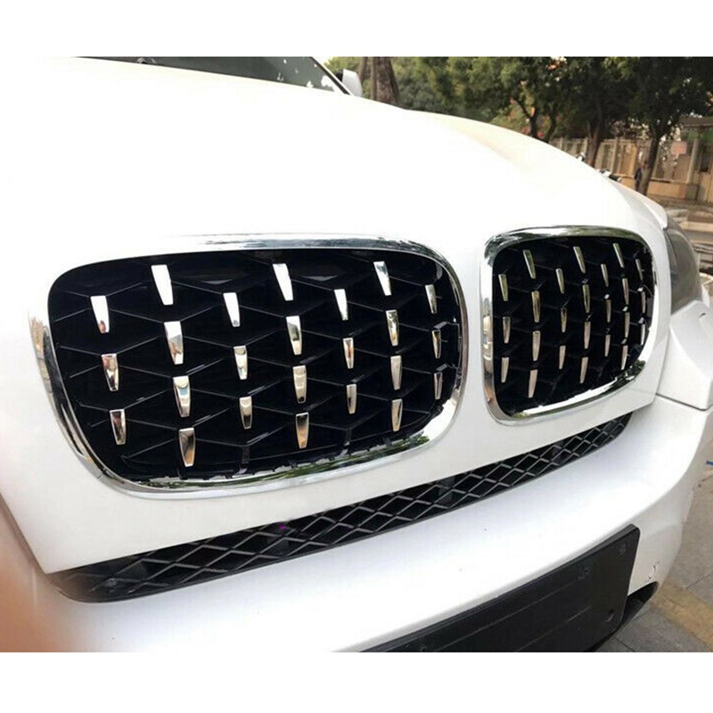 Car Silver Front Middle Grille Grill Replacement for BMW X5 E70 / X6 E71 2008-2013