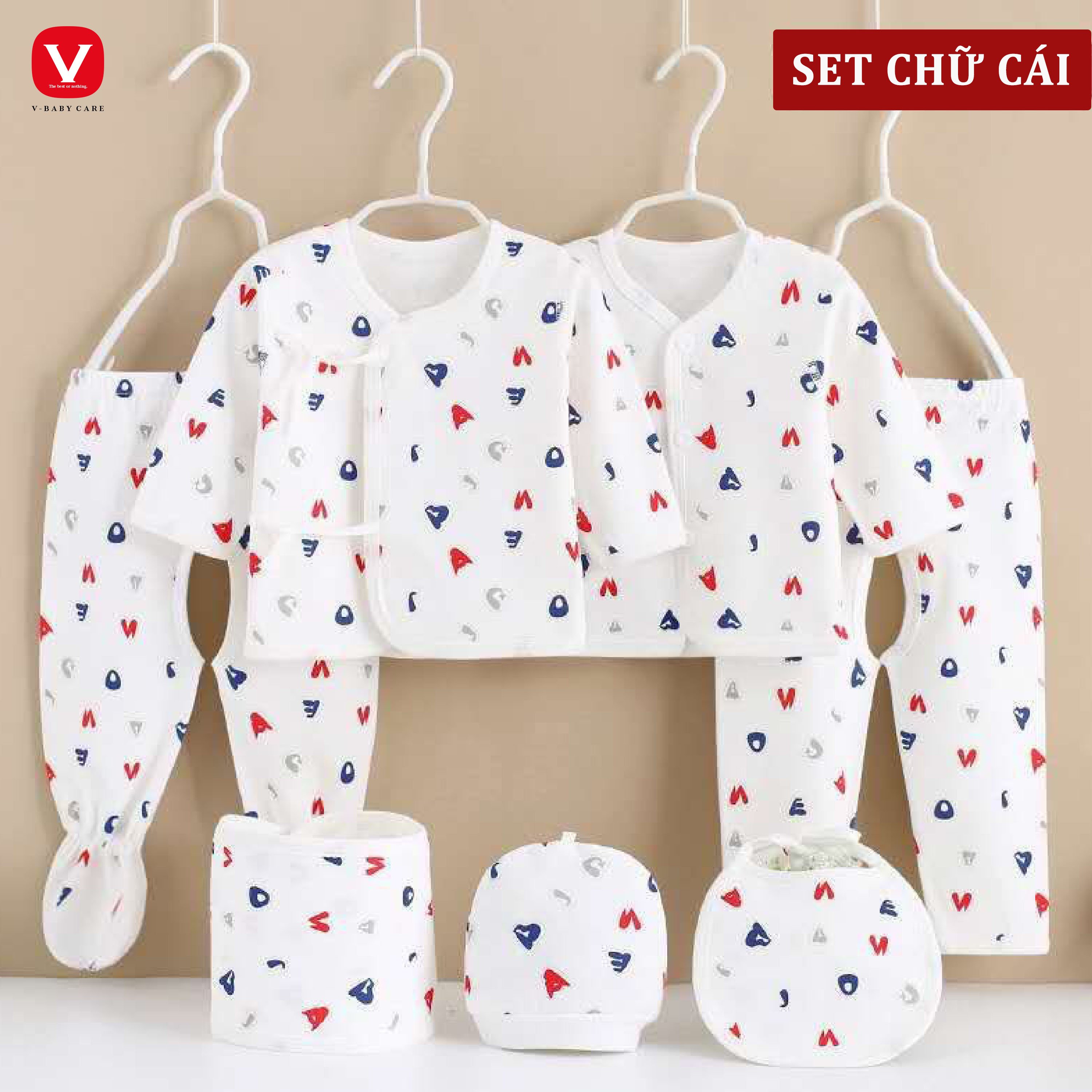 Set sơ sinh 7 món VBABY 100% COTTON