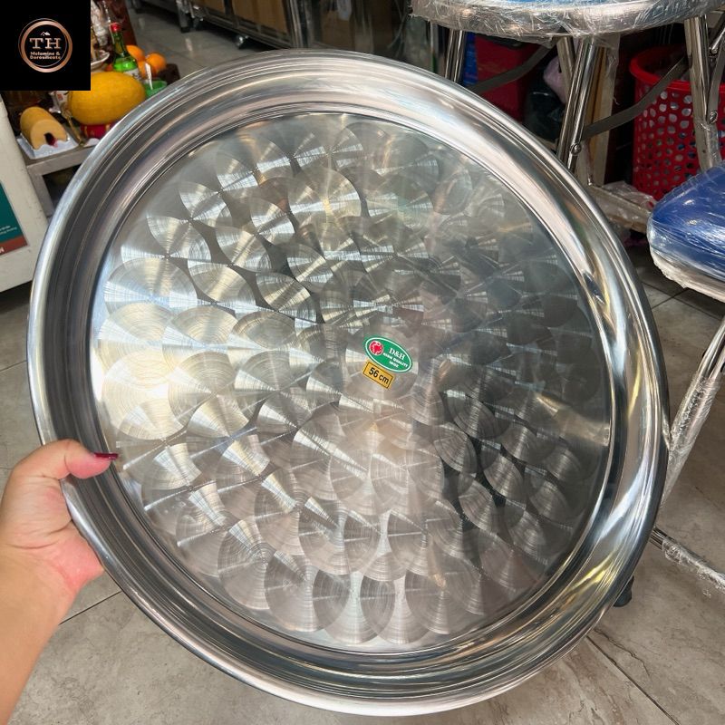Mâm Tròn Inox 304 size lớn 46cm -> 56cm