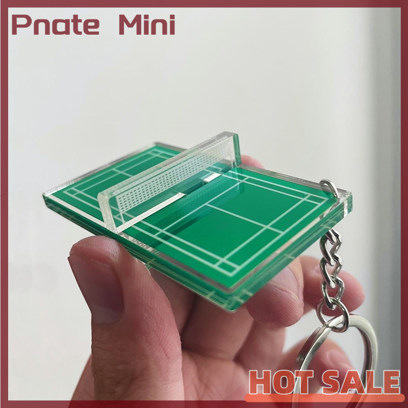 Pnate Badminton Keychain Souvenir Mini Tennis Pendant Table Tennis Table Three-dimensional Acrylic Keychain