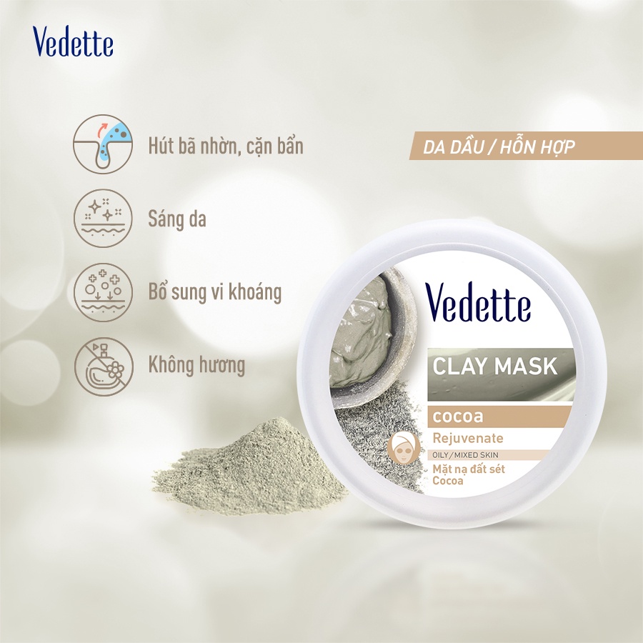 Mặt nạ đất sét Vedette Bùn Non (Cocoa) 145g MNDS-BN-HH0145