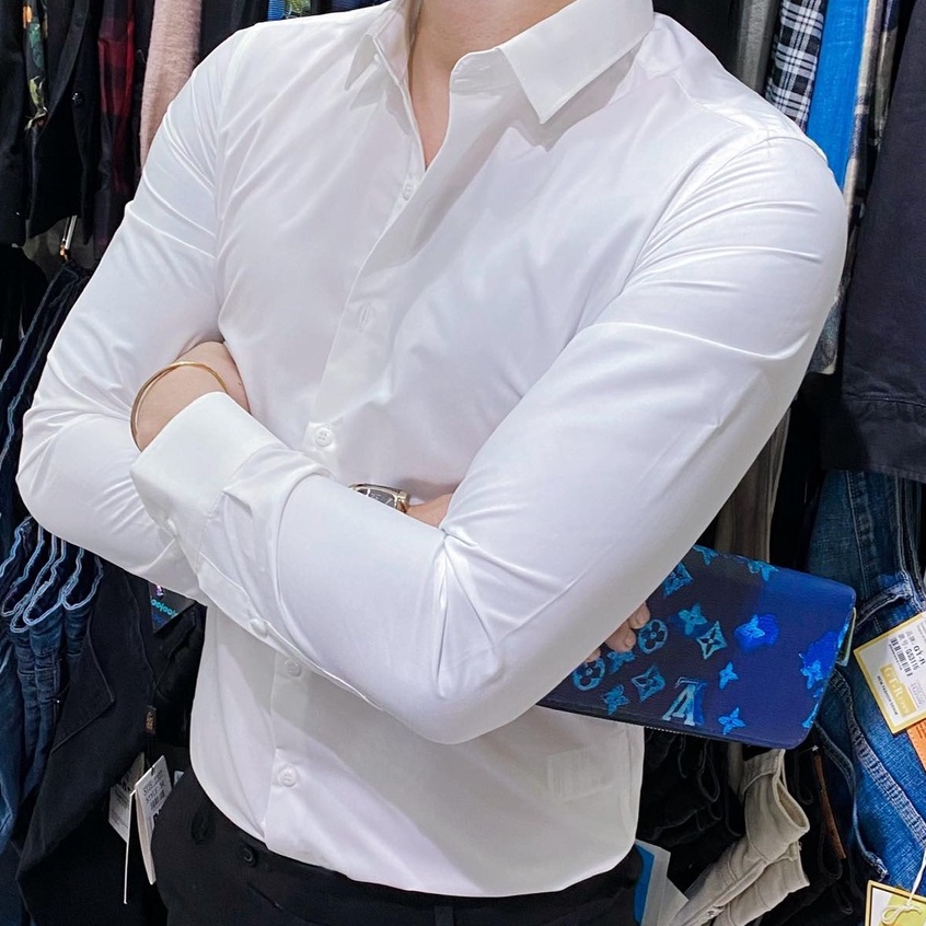 Sơ Mi Lụa Cotton Trắng Trơn