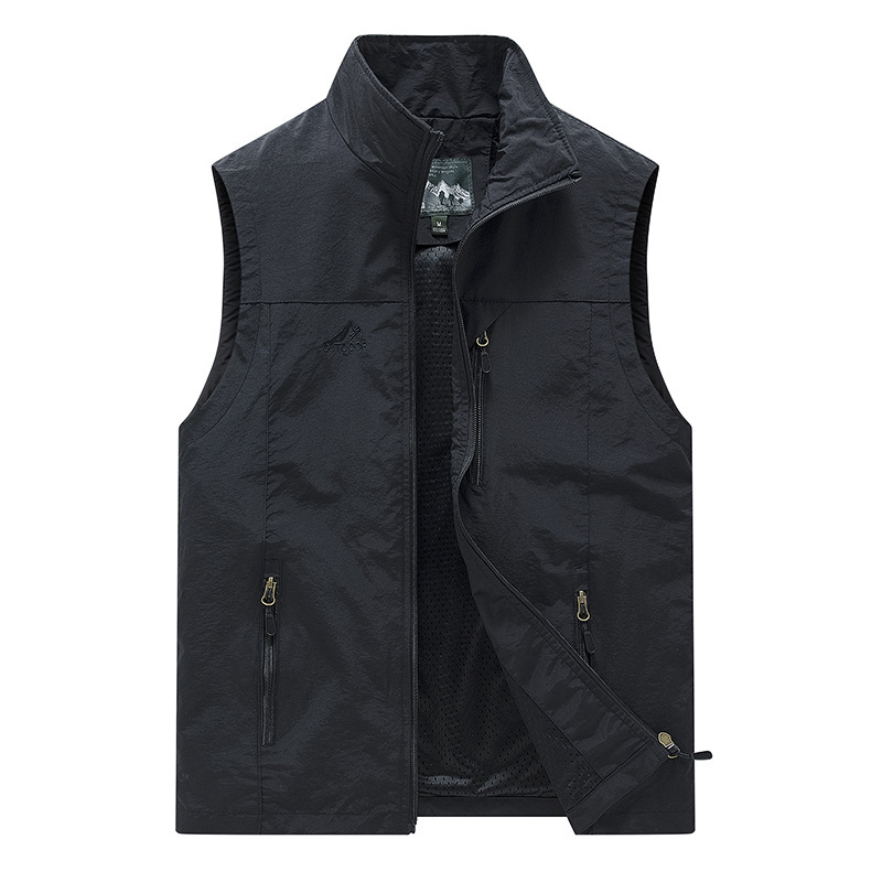 【In-Demand Item】 FGKKS Spring New Men Waistcoat Outdoor Leisure Solid Color Vest Young Middle-aged Photography Fishing Casual Vest Jacket Male.