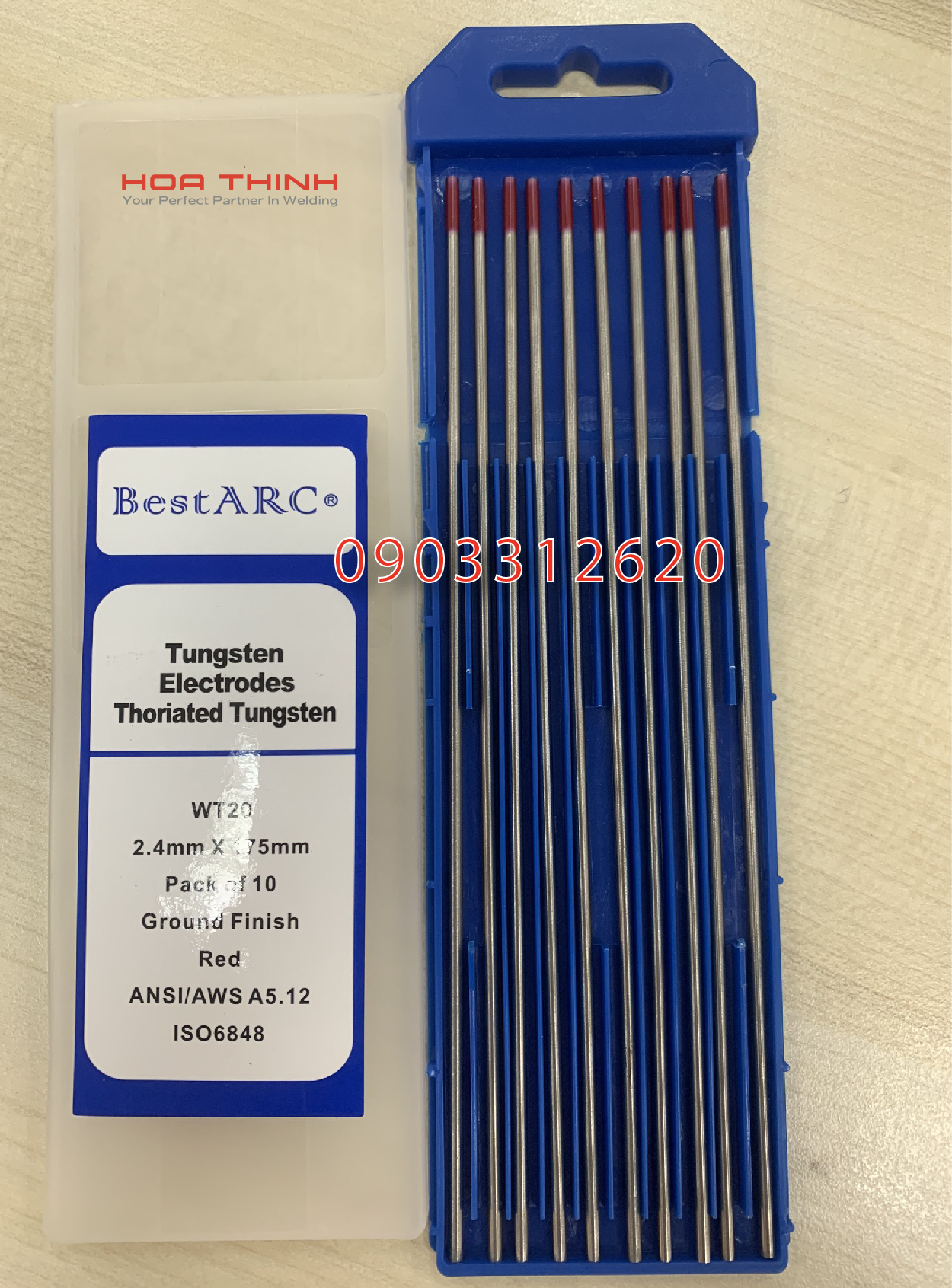 Phụ tùng hàn tig tq kim hàn tig wt-20 ø 2.4 x 175mm, ground finish