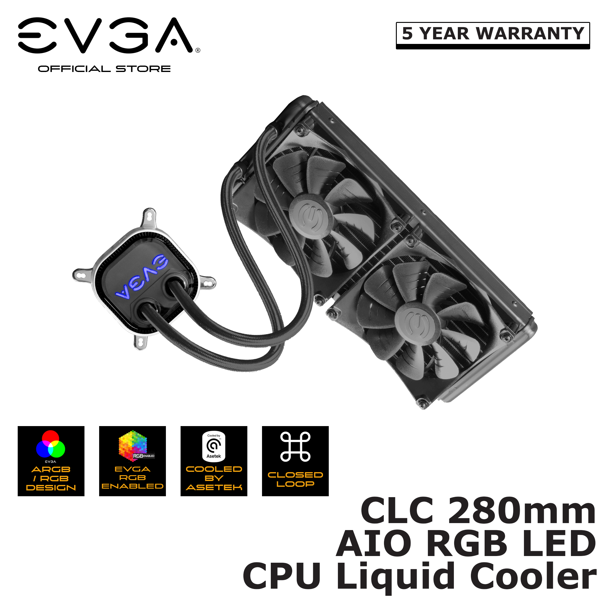 Perforate Same retreat EVGA CLC 280mm All-in-One AIO RGB LED CPU Liquid Cooler | Lazada Singapore