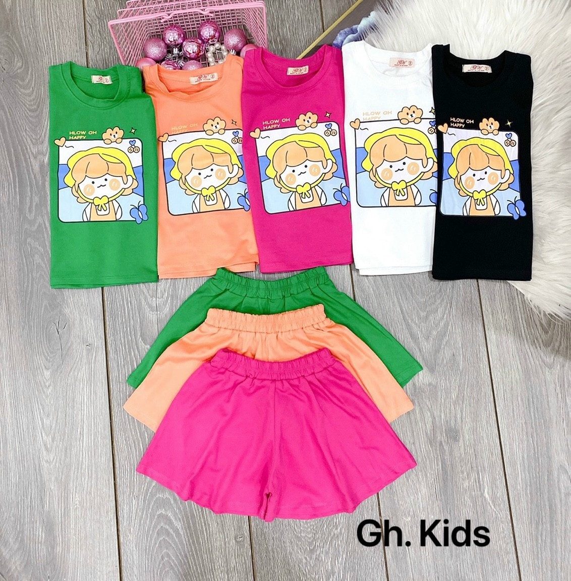 [SIZE NHÍ+ĐẠI] SÉT CHÂN VÁY IN HÌNH CÔ GÁI CUTE