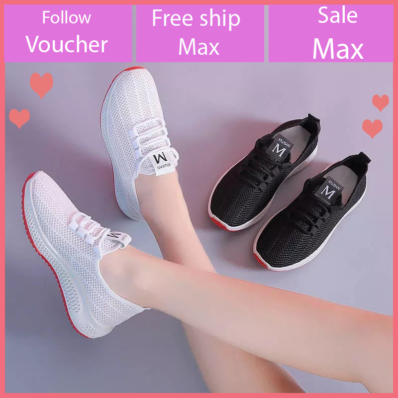 Giày sneaker nữ thoáng khí (đen trắng) V197