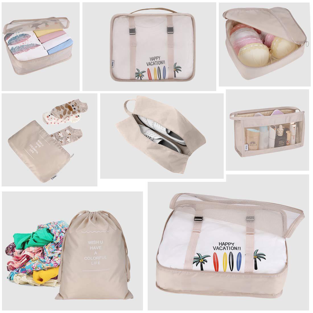 8 pieces Set Travel Organizer Storage Bags Suitcase Packing Set