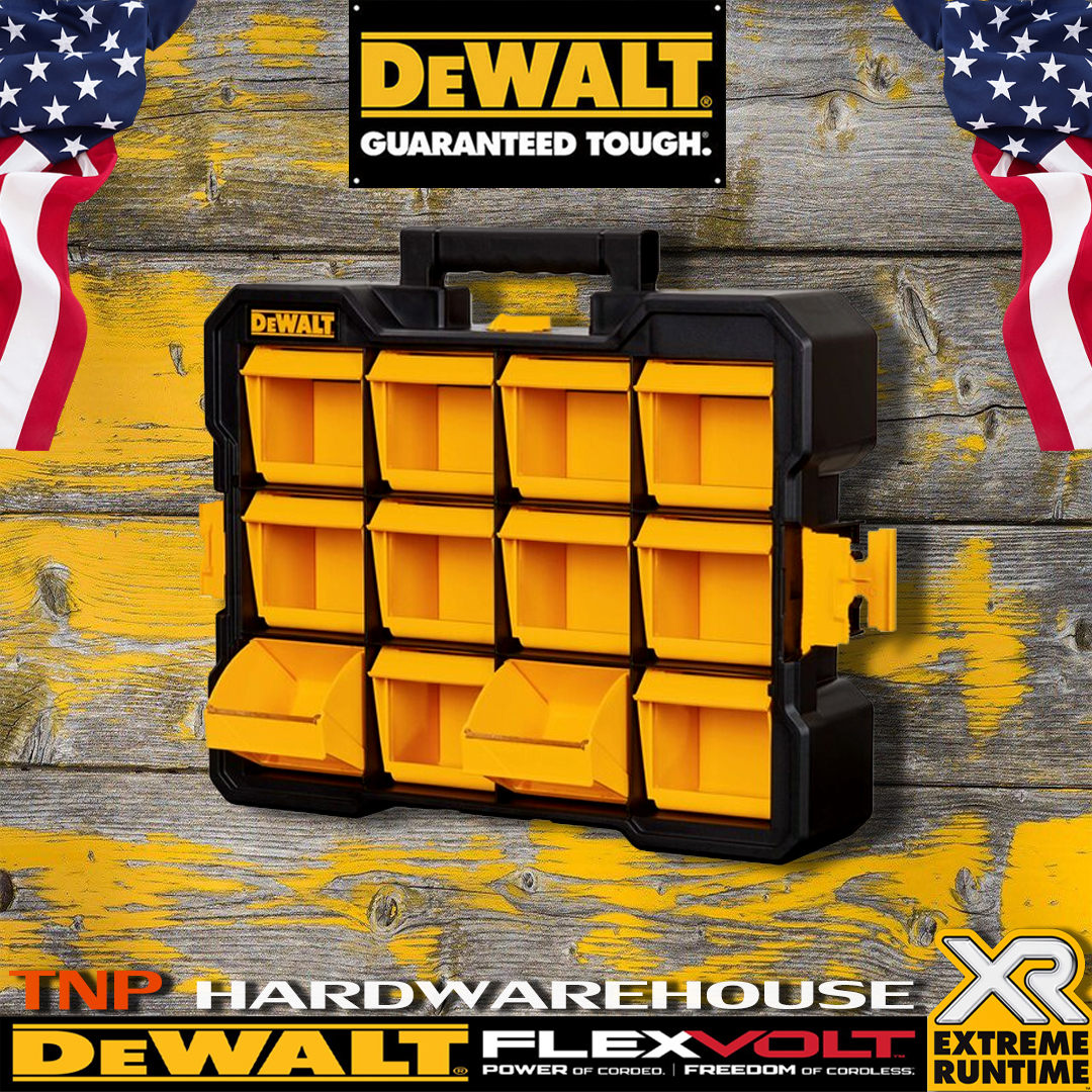 DEWALT กล่องใส่อุปกรณ์ 12 ช่อง กล่องเครื่องมือ กล่องสว่าน กล่องช่าง รุ่น  DWST14121 Flip-Bin Organizer Made in USA